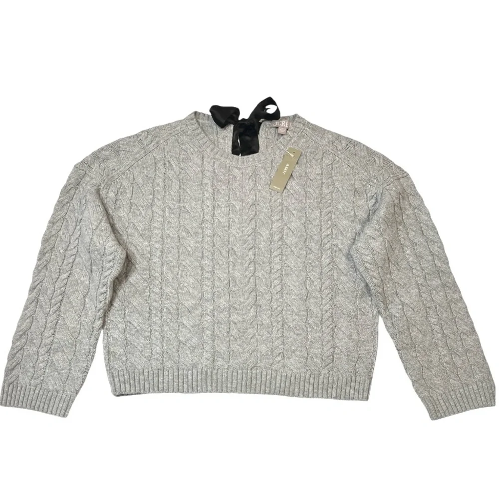 J. Crew Tie Back Cable Knit Sweater